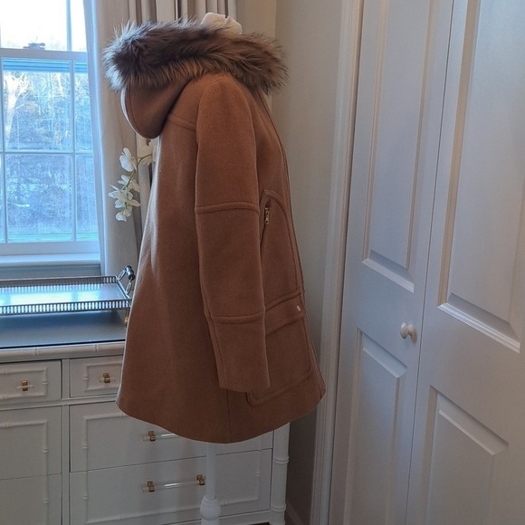 J.Crew Womens Chateau Italian Stadium Cloth Acorn Brown Wool Blend Hooded Coat 6 - Picture 5 of 9
